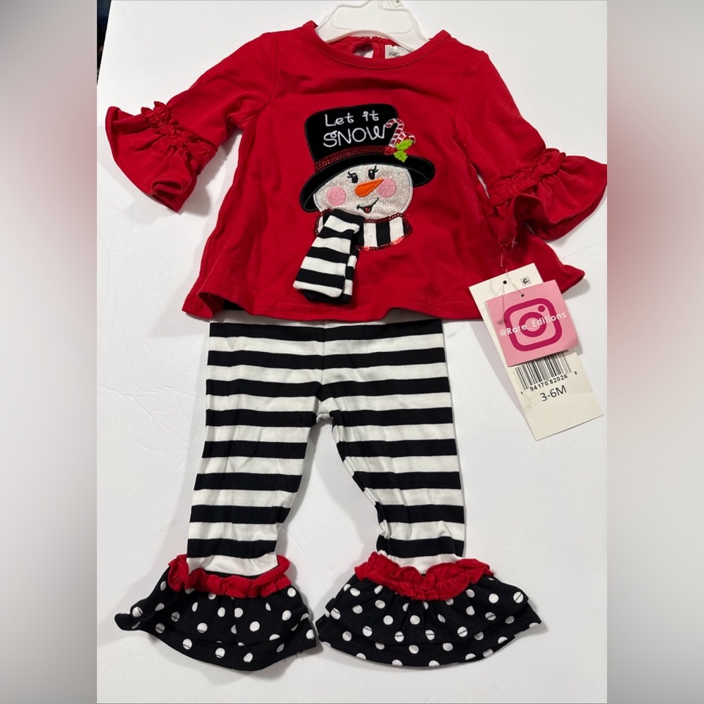 Rare Editions Infant Girl 3-6M Infant 2 Pc Set With Snowman Design - NWT